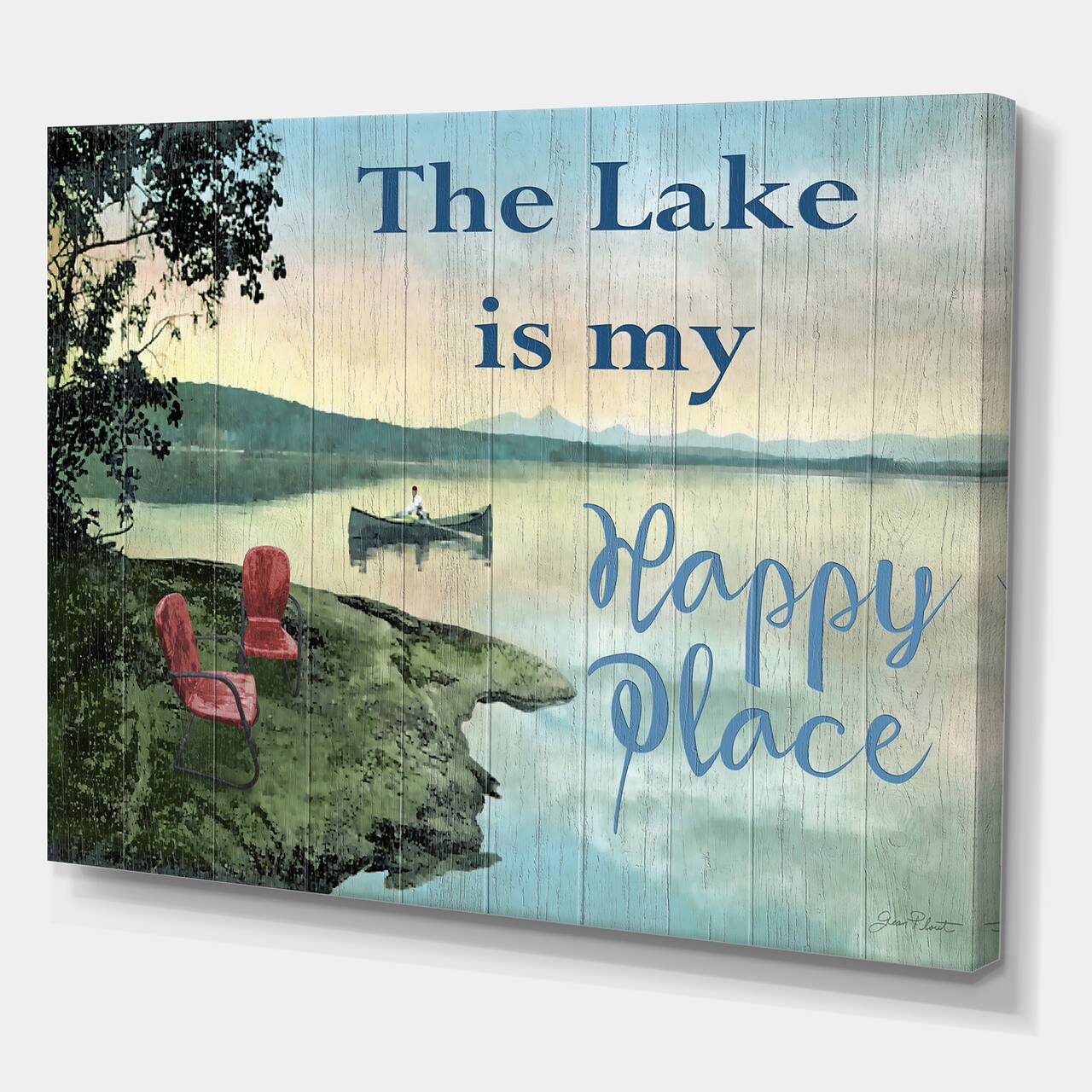 Designart - The Lake is My Happy Place - Lake House Canvas Wall Art
